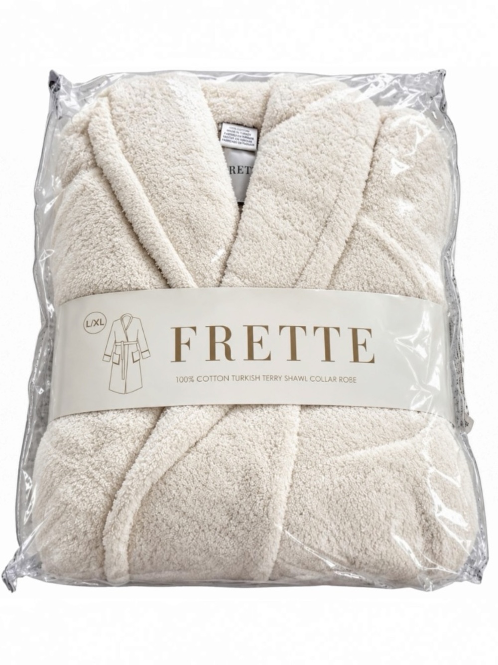 Frette Luxury Unisex Robe L/XL White 100% Turkish Cotton Terry Shawl Collar NEW